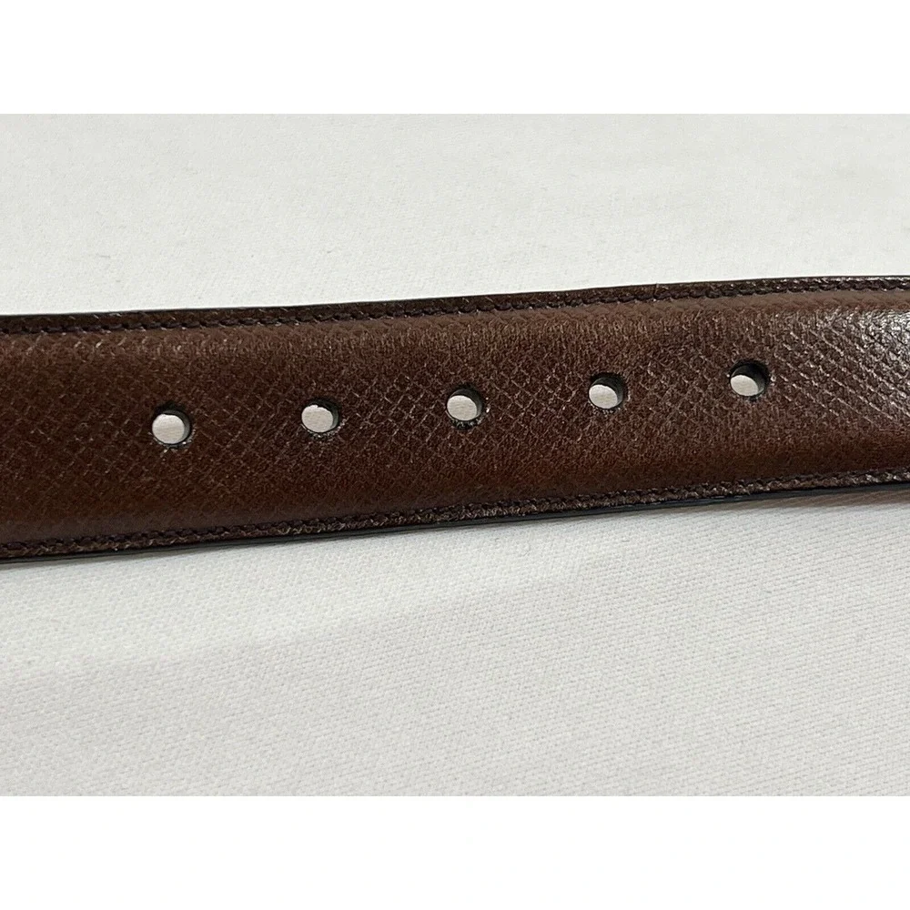 Trafalgar‎ Leather Belt Mens 42 Brown Check Pattern Brass Buckle Classic